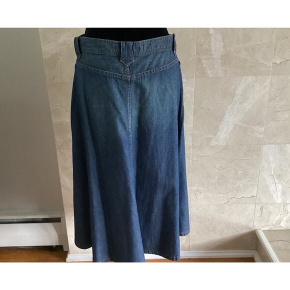 Ralph Lauren VTG Denim Midi Skirt, 10P Blue Embroidered Boho Cowgirl Y2K Western - Picture 6 of 10